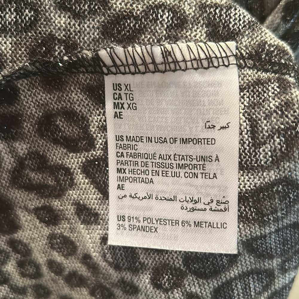 INC Animal Print Shimmer Lightweight Sweater Gray Silver Womens Plus Size XL - Picture 7 of 11